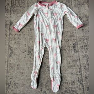 Kyte Baby Pink Bow Zippered Footie 3-6 Months